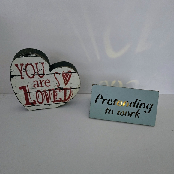 Heart Shaped 'You Are Loved' Sign and 'Pretending to Work' Light-up Sign - Picture 4 of 10